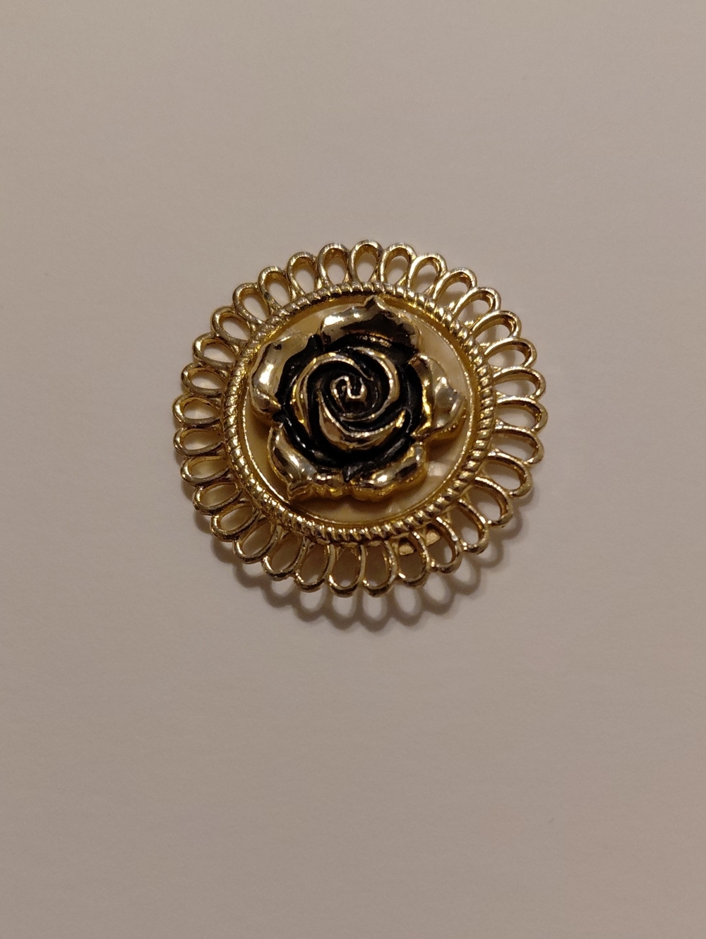 Vintage Western Germany MCM Gold Tone Open Rose Scarf Clip